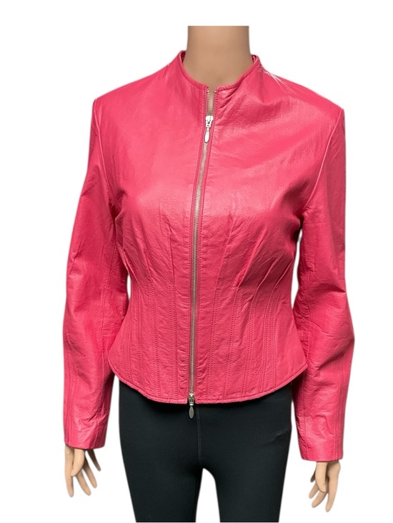metrostyle Jackets & Blazers - metrostyle - EC - Vintage Fuchsia Pink Leather Double Zip Jacket